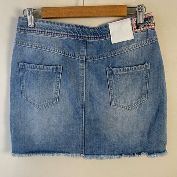 Desigual patchwork boho raw hem jean mini skirt size 28 - Picture 6 of 14